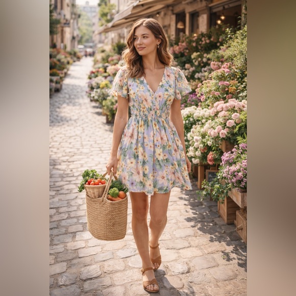 Forever 21 Dresses & Skirts - Y2K Forever 21 Floral Tea Dress | Rayon Cottagecore Garden Party Spring Mini